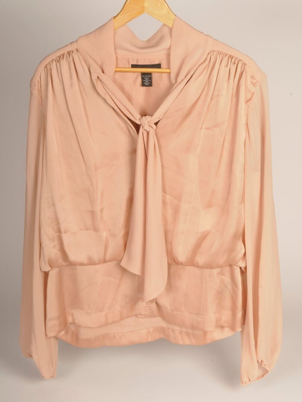 Kenneth Cole Satin / Chiffon Ornamental Tie Blouse Corporate Chic Size XL